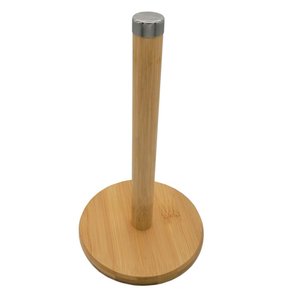 Suporte Porta Rolo Papel Toalha Bambu Vertical Bancada