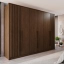 Ver imagem 2 de Guarda Roupas Casal 100% Mdf 6 Portas 5 Gavetas Moscou Ripado - Mais Móveis New Canion