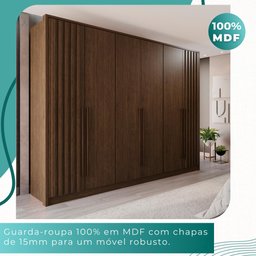 Guarda Roupas Casal 100% Mdf 6 Portas 5 Gavetas Moscou Ripado - Mais Móveis New Canion - 6