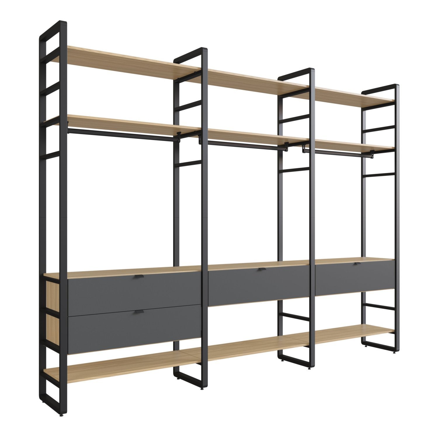Modulo Industrial Triplo 9 Prateleiras 4 Gavetas Nancy - 2