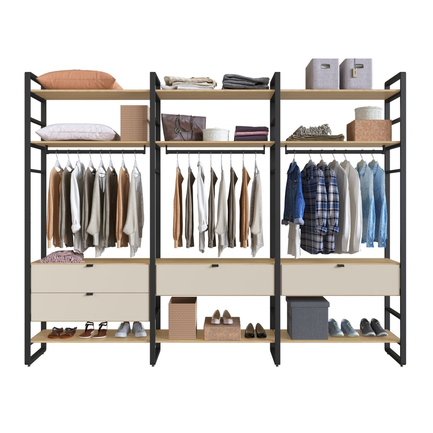 Modulo Industrial Triplo 9 Prateleiras 4 Gavetas Nancy - 4