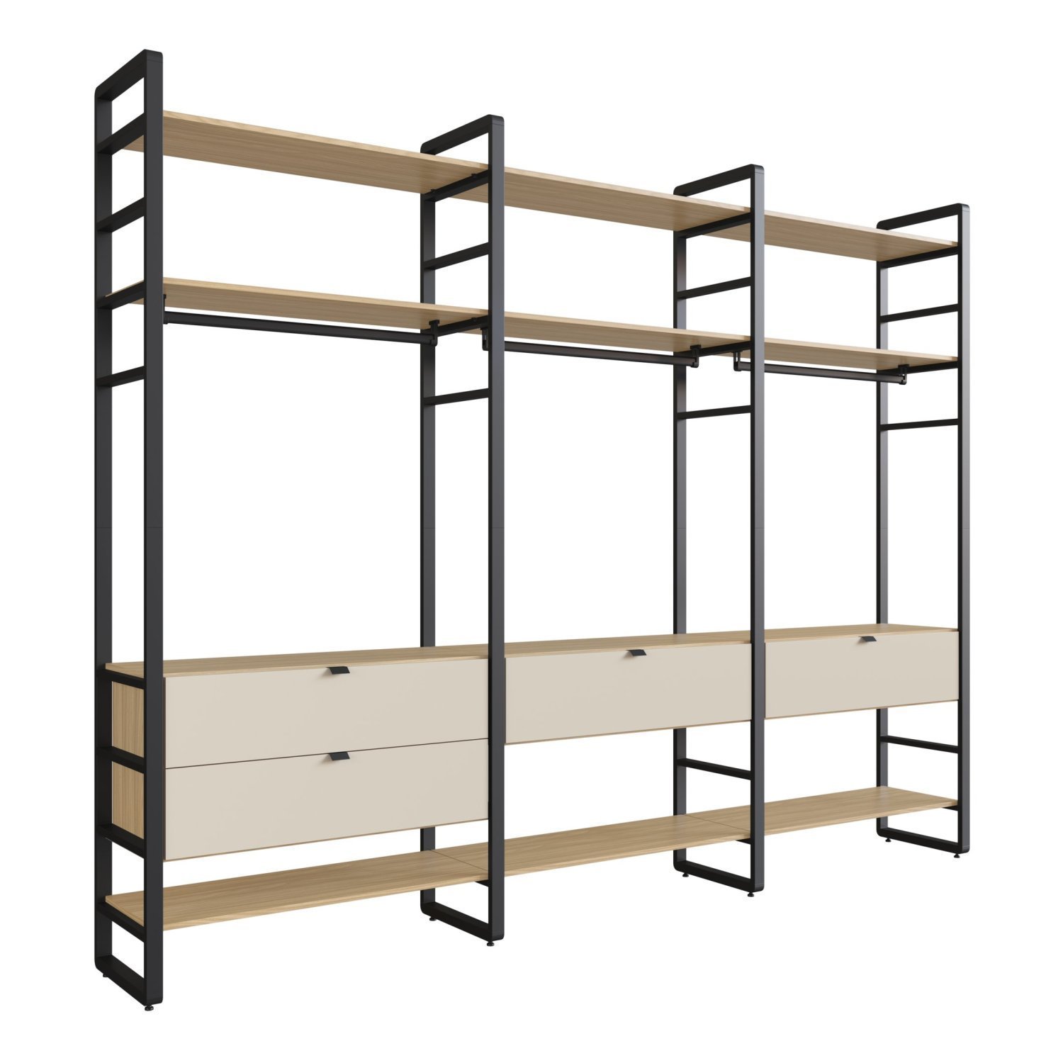 Modulo Industrial Triplo 9 Prateleiras 4 Gavetas Nancy - 2