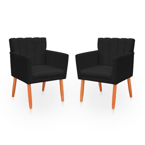 Kit com 2 Poltronas Cadeiras Elegante Confortável e Reforçada para Sala Carol Suede
