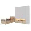 Ver imagem 2 de Guarda-Roupa Modulado e Bicama Solteiro Reversível Infantil Wave Casatema MadeiraOriginals Branco/Marrom