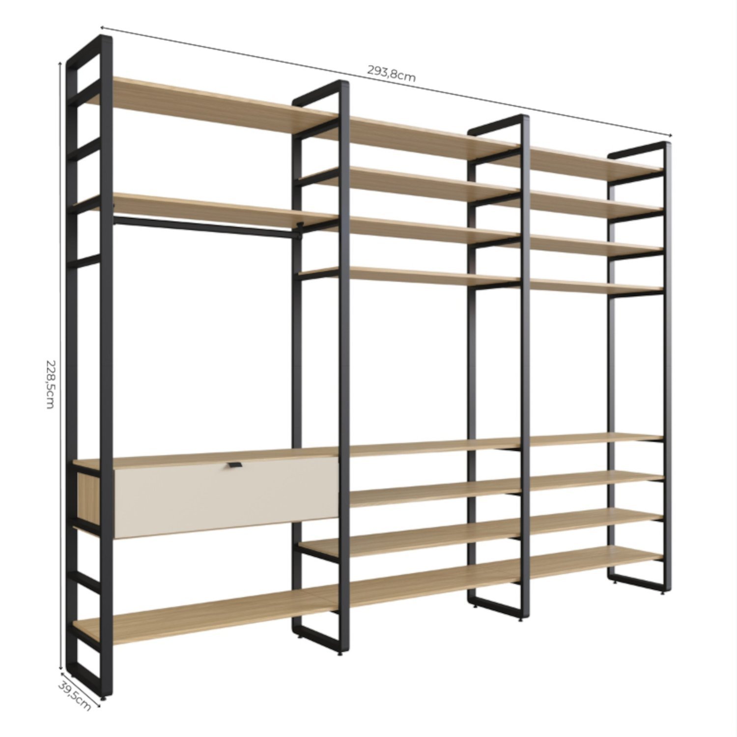 Modulo Industrial Triplo 19 Prateleiras 1 Gaveta Nancy - 3