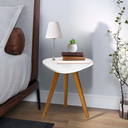 Ver imagem 2 de Mesinha Redonda Cabeceira Pequena Estilo Organico Moderna Decorativa Sofá Sala Quarto Madeira Maciça