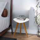 Ver imagem 6 de Mesinha Redonda Cabeceira Pequena Estilo Organico Moderna Decorativa Sofá Sala Quarto Madeira Maciça