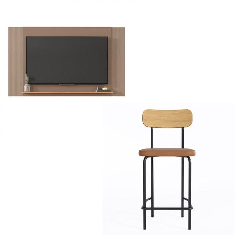 Combo Painel para TV65" Jace com Banco Alto Student Caemmun