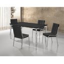Ver imagem 1 de Conjunto Mesa Iza 120x90cm Tampo MDF/Vidro 4 Cadeiras Natani Yescasa Preto/Cromado