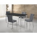 Ver imagem 1 de Conjunto Mesa Iza 120x90cm Tampo MDF/Vidro 4 Cadeiras Natani Cinza/Cromado/Preto