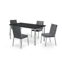 Ver imagem 2 de Conjunto Mesa Iza 120x90cm Tampo MDF/Vidro 4 Cadeiras Natani Cinza/Cromado/Preto