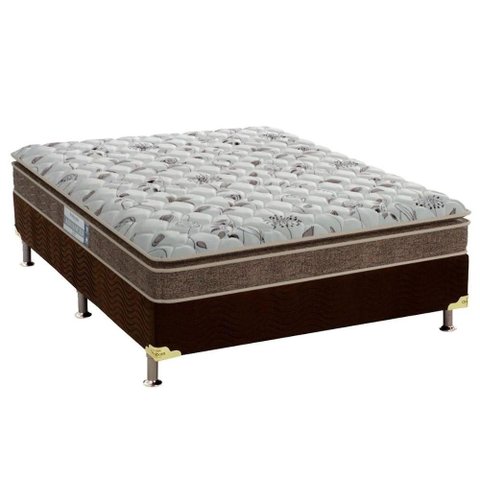 Cama Box Casal: Colchão Espuma D45 Probel ProDormir Advanced + Base CRC Suede Brown(138x188)