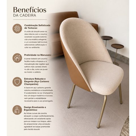 Kit 2 Cadeiras de Jantar Bicolore Premium Estofada Design Escandinavo Orgânico em Gota