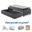Ver imagem 2 de Base Box Cama Solteirão Sapateira Suede Cinza e Colchão Adapto Ecoflex 96x203
