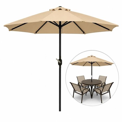 Ombrelone Guarda Sol Impermeável Haste Central Articulado 2.4m para Piscina Jardim Área Externa
