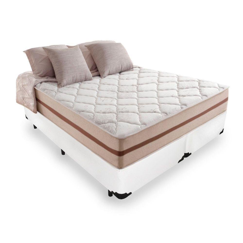 Cama Box Queen Bipartido + Colchão de Molas Ensacadas - Anjos - Classic - 158x198x61cm - Branco - 1