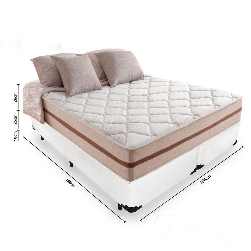 Cama Box Queen Bipartido + Colchão de Molas Ensacadas - Anjos - Classic - 158x198x61cm - Branco - 4