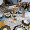 Ver imagem 6 de Castiçal Candelabro para Vela Decorativo em Metal Dourado para Mesa - 35x14cm