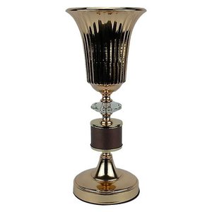 Castiçal Candelabro para Vela Decorativo em Metal Dourado para Mesa - 35x14cm
