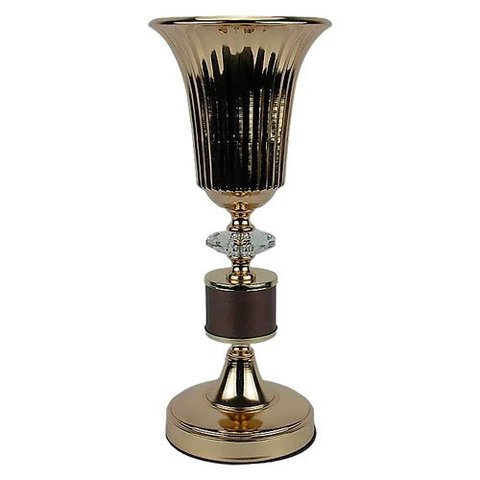 Castiçal Candelabro para Vela Decorativo em Metal Dourado para Mesa - 35x14cm