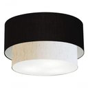 Ver imagem 3 de Plafon Duplo Cilíndrico Vivare Md-3045 Cúpula em Tecido 40x35cm - Bivolt Preto-linho-bege 127/220v