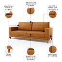 Ver imagem 3 de Sofá 2 Lugares 145cm Living Sala de Estar Kayrós D05 Sintético Whisky - Mpozenato