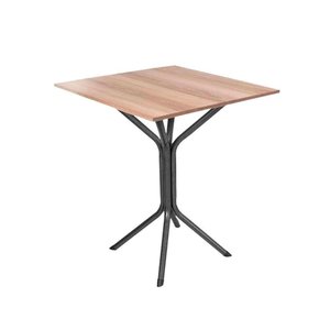 Mesa de Jantar Quadrada Aço 4 Lugares 68cm Preto Carvalho
