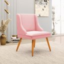 Ver imagem 3 de Kit 4 Cadeiras Decorativas Sala de Jantar Pés Palito de Madeira Firenze Suede Rosa Bebê/Natural G19