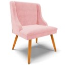 Ver mais imagens de Kit 4 Cadeiras Decorativas Sala de Jantar Pés Palito de Madeira Firenze Suede Rosa Bebê/Natural G19