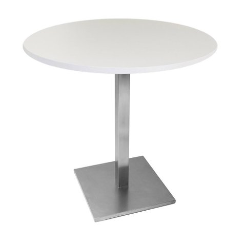 Mesa Alpha Inox 77,50 Cm (altura) com Tampo em Mdp Redonda 70 Cm Branco