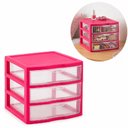 Ver imagem 1 de Gaveteiro de Mesa Rosa Organizador Multiuso 3 Gavetas Reforcado Joias Bijuterias Costura Artesanato 