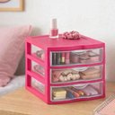 Ver imagem 4 de Gaveteiro de Mesa Rosa Organizador Multiuso 3 Gavetas Reforcado Joias Bijuterias Costura Artesanato 