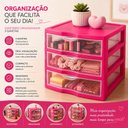 Ver imagem 6 de Gaveteiro de Mesa Rosa Organizador Multiuso 3 Gavetas Reforcado Joias Bijuterias Costura Artesanato 