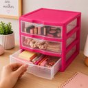 Ver imagem 5 de Gaveteiro de Mesa Rosa Organizador Multiuso 3 Gavetas Reforcado Joias Bijuterias Costura Artesanato 