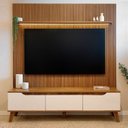 Ver imagem 1 de Rack Painel Ripado para TV até 75 Polegadas com LED MDF 185,5CMX183CM Impressão Ripada 3D Liverpool 