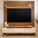 Ver imagem 1 de Rack com Painel para TV até 75 Polegadas com LED MDF 185,5CMX183CM Impressão Ripada 3D Liverpool