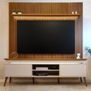 Ver imagem 1 de Rack com Painel para TV 75 Polegadas com LED Ripado MDF 245,5cm x 185,6cm Yescasa Pinho/Off White
