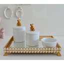 Ver imagem 1 de Kit Higiene Porcelana Bebê + Bandeja Pérola - Ursa Dourado