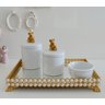 Kit Higiene Porcelana Bebê + Bandeja Pérola - Ursa Dourado - 1