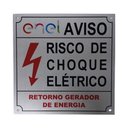 Ver imagem 1 de Placa Enel Aviso Risco De Choque Elétrico 15x15 Alumínio - Cor 10un