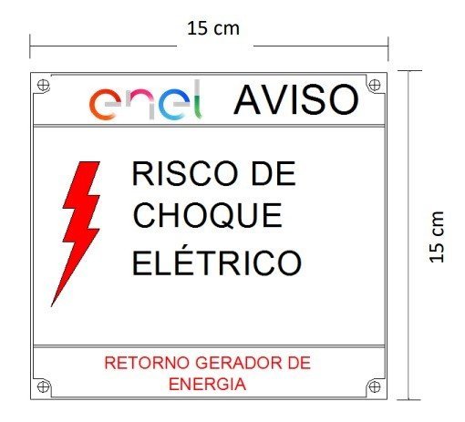 Placa Enel Aviso Risco De Choque Elétrico 15x15 Alumínio - Cor 10un - 3