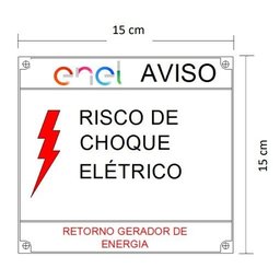 Placa Enel Aviso Risco De Choque Elétrico 15x15 Alumínio - Cor 10un - 3