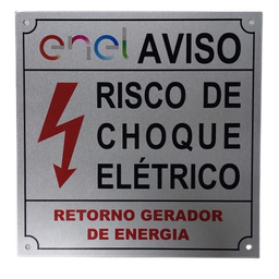 Placa Enel Aviso Risco De Choque Elétrico 15x15 Alumínio - Cor 10un - 2