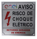 Ver imagem 2 de Placa Enel Aviso Risco De Choque Elétrico 15x15 Alumínio - Cor 10un