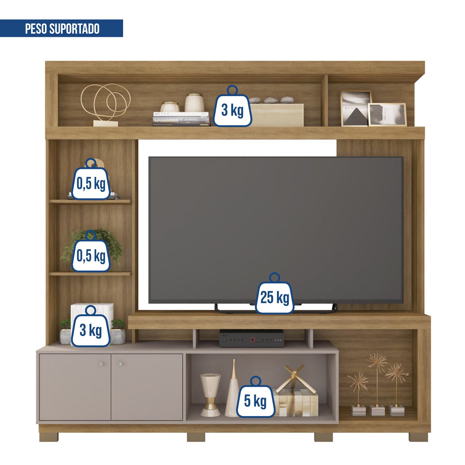 Estante Home Para TV 55 Polegadas com 2 Portas Formosa - 10