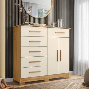 Cômoda 2 Portas 6 Gavetas Xangai