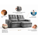 Ver imagem 3 de Sofá Retrátil Reclinável 3 Lugares Premiere Tecido Suede American Prime 1,80m Espuma D33 Cinza