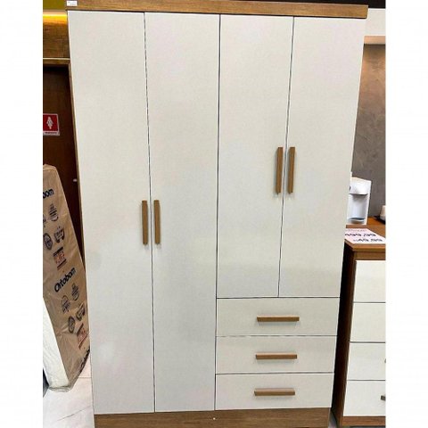 Guarda Roupa Solteiro com Pés 4 Portas 3 Gavetas Berlim-cumaru-fendi Móveis Novo Horizonte