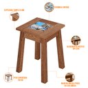 Ver imagem 4 de Kit 06 Banquetas Baixas de Madeira Maciça Pinus Rustica com Cerâmica Vintage W02 Imbuia - Lyam