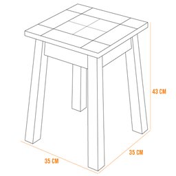 Kit 06 Banquetas Baixas de Madeira Maciça Pinus Rustica com Cerâmica Vintage W02 Imbuia - Lyam - 5 Kit 06 Banquetas Baixas de Madeira Maciça Pinus Rustica com Cerâmica Vintage W02 Imbuia - Lyam - 5